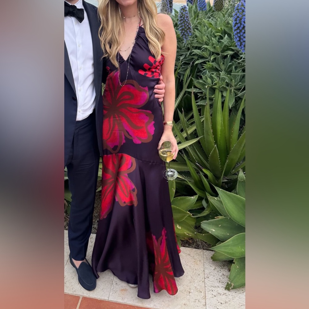 Silvia Tcherassi Purple and Red Floral Maxi Dress / Gown